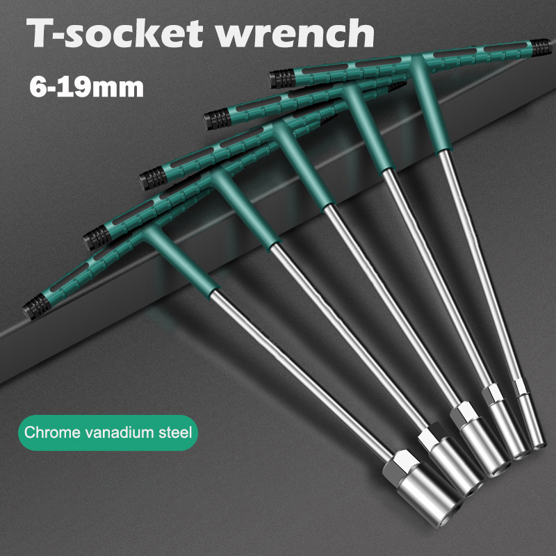 Car Workshop Tools And Equipment - 6-19 มม.T ซ็อกเก็ตประแจแรงบิดยาง Handle Hex Key