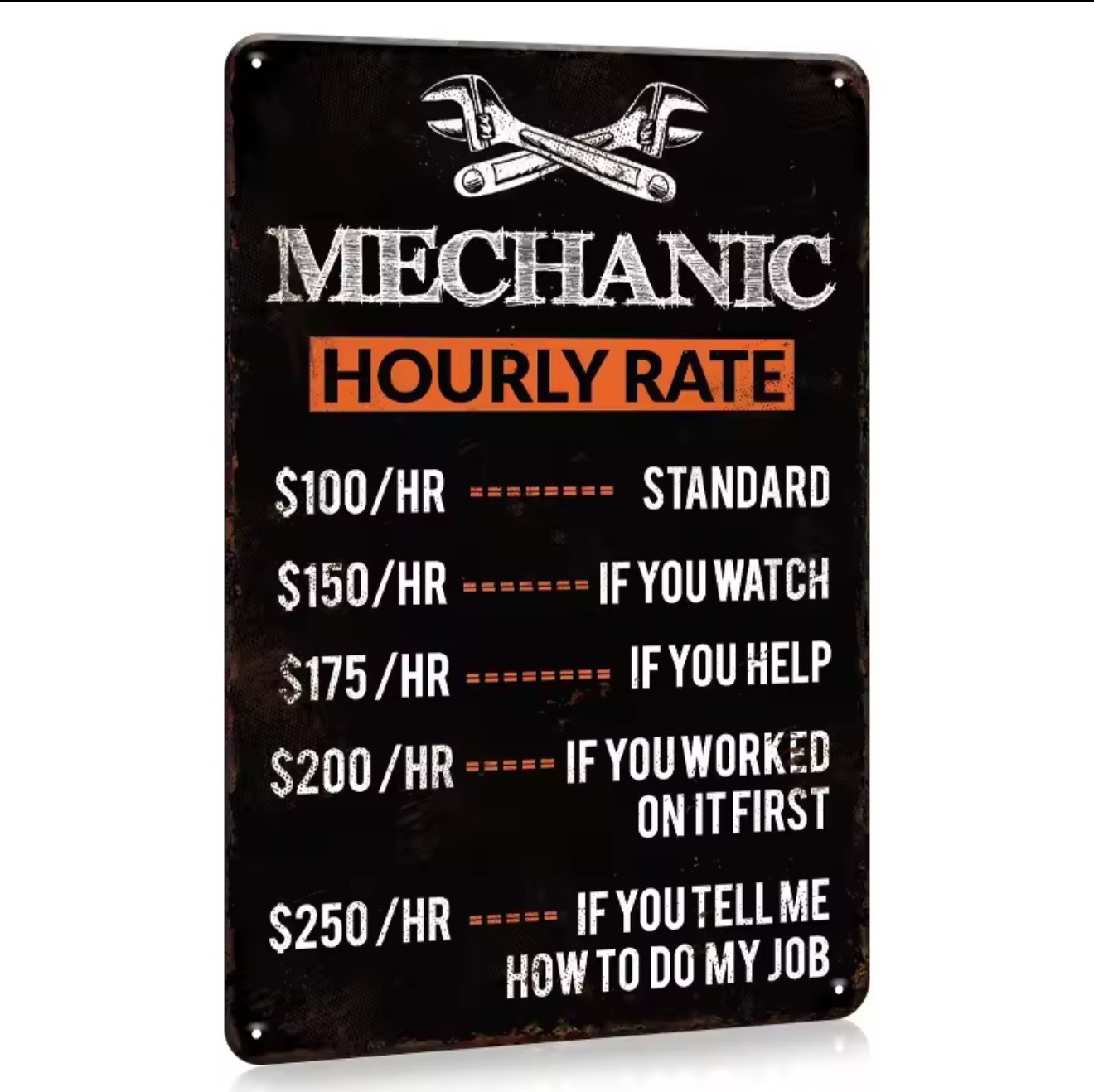Workshop Tools Hours - ป้ายโลหะลายช่างซ่อม 1 ชิ้น, ป้ายโลหะลายช่างซ่อมแบบย้อนยุค, โปสเตอร์ลายเครื่องมือช่าง, ของตกแต่งโรงรถ/อู่ซ่อม,