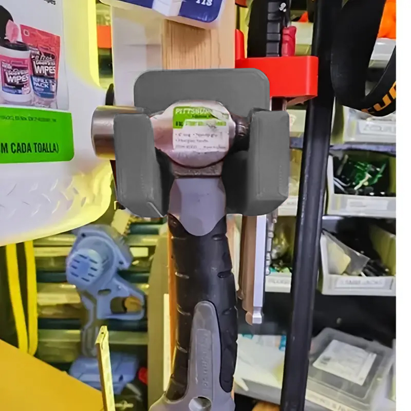 Workshop Tools Pictures - 1 ชิ้น ที่แขวนค้อนติดผนัง ที่เก็บค้อนพลาสติกสีดำทนทาน ที่เก็บเครื่องมือในโรงงาน ที่เก็บเครื่องมือในบ้าน