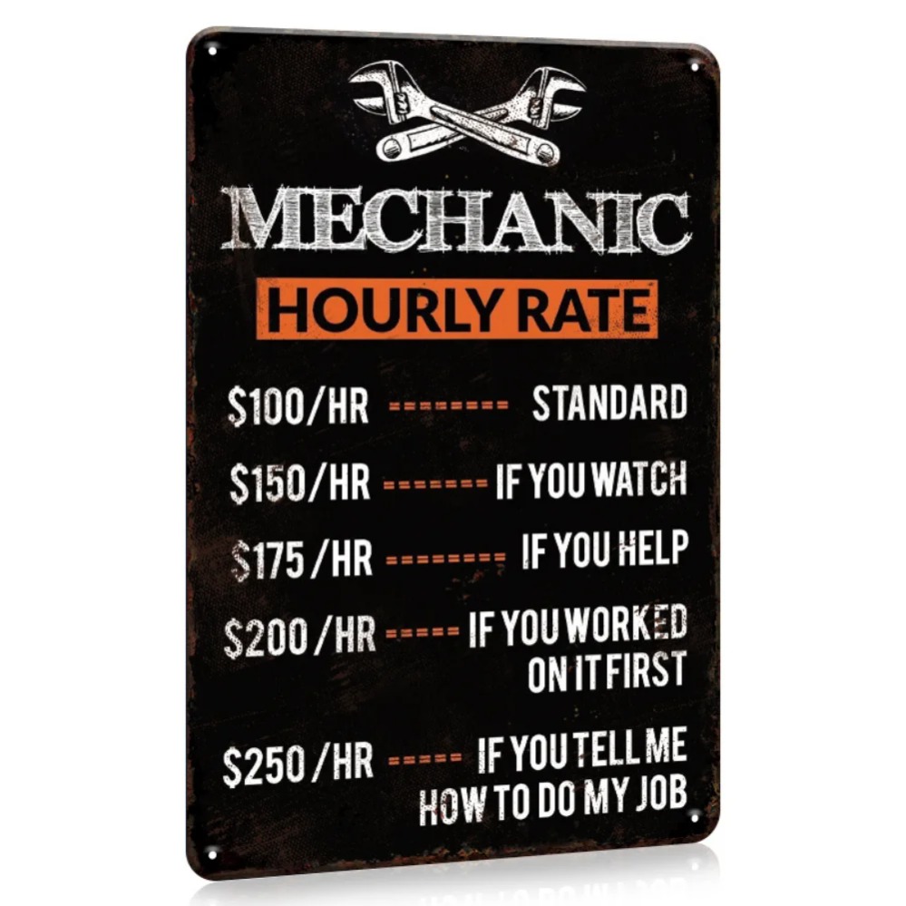 ป้ายอัตราชั่วโมงช่างวินเทจ |   - Workshop Tools Hours บทวิจารณ์และราคา