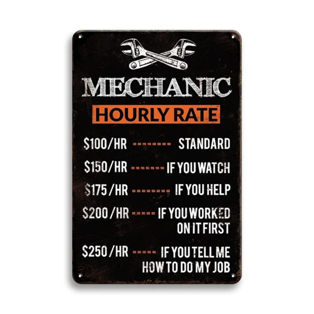ป้ายอัตราชั่วโมงช่างวินเทจ |   - Workshop Tools Hours บทวิจารณ์และราคา